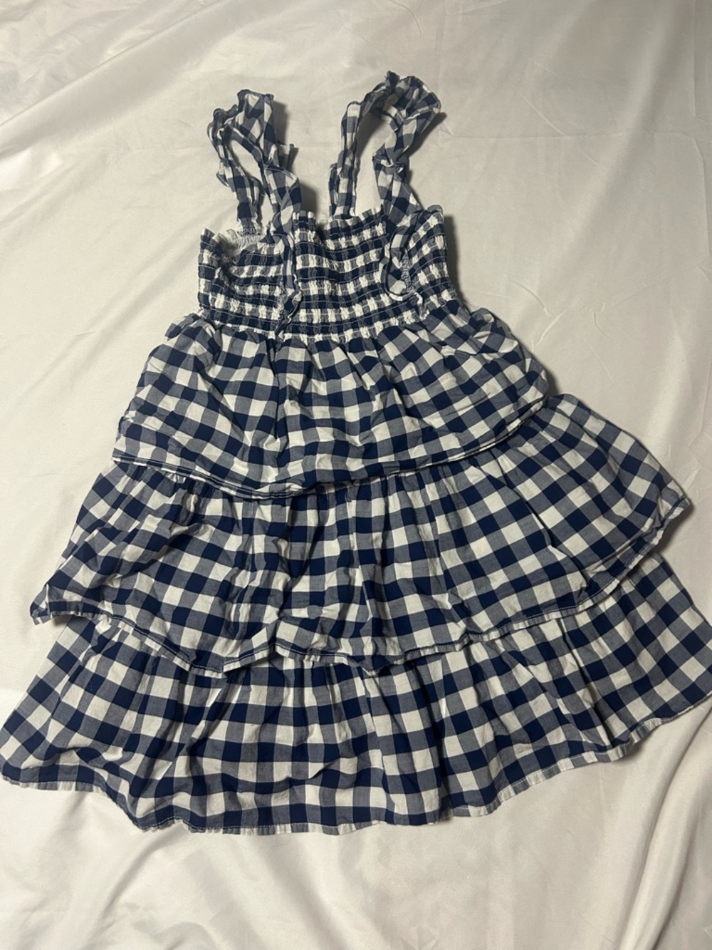 Old Navy Girls Medium Sundress Blue White Gingham Holiday Summer
